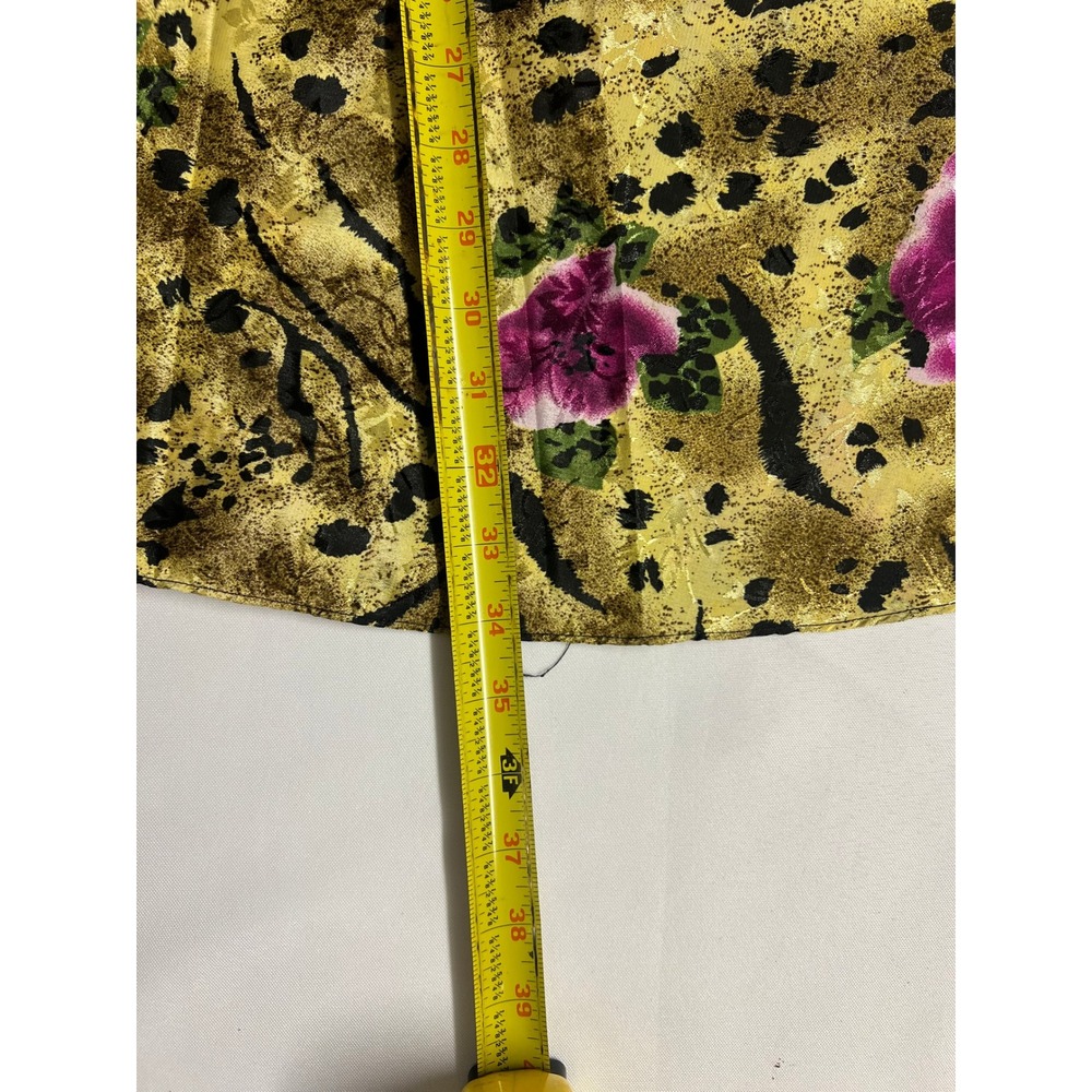 Vintage Vanity Fair Womens Gold Animal Print Floral Satin Robe Nightgown Set L - Picture 10 of 16
